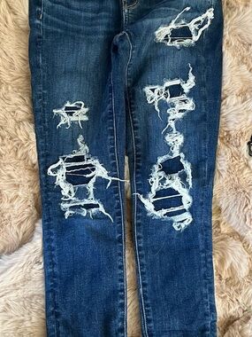 American Eagle Outfitters Distressed Dark Blue Jeggings/jeans